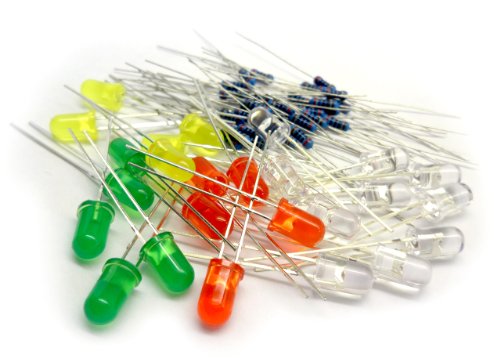 microtivity IL081 5mm Assorted LED w/Resistors (5 Colors, Pack of 25)
