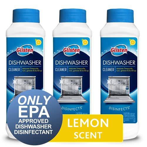 Book Cover Glisten Dishwasher Cleaner & Disinfectant, Removes Limescale, Rust, Grease and Buildup, All-Natural, Fresh Lemon, 3-Pack (DM06N)