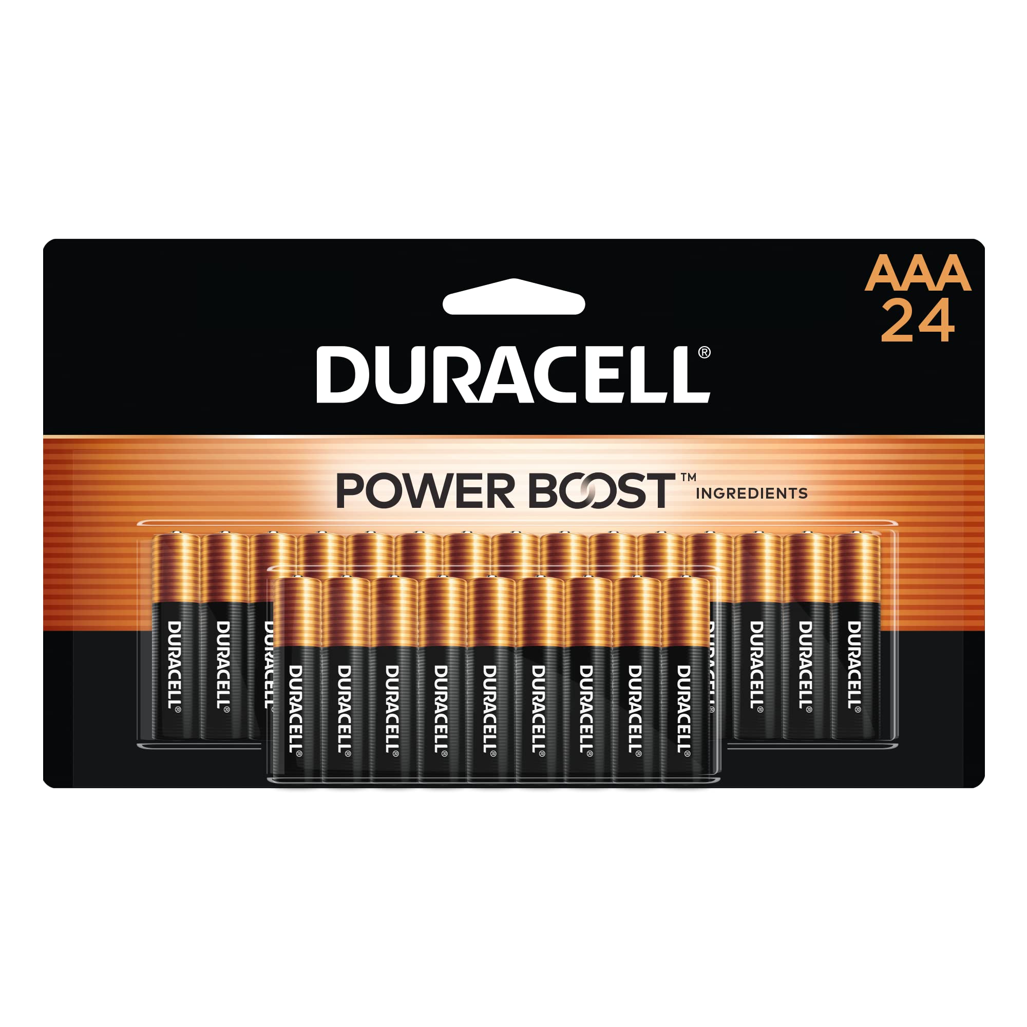 Duracell Coppertop AAA Batteries with Power Boost Ingredients, 24 Count Pack Triple A Battery with Long-Lasting Power, Alkaline AAA Battery for Household and Office Devices 24 Count (Pack of 1)