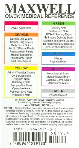 Maxwell Quick Medical Reference (text only) 5th (Fifth) edition by R. W. Maxwell