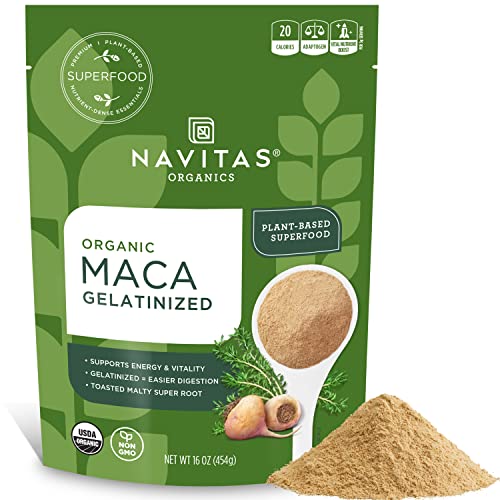 Book Cover Navitas Organics Maca Gelatinized Powder, 16 oz. Bag, 90 Servings — Organic, Non-GMO, Glluten-Free (Pack of 1)