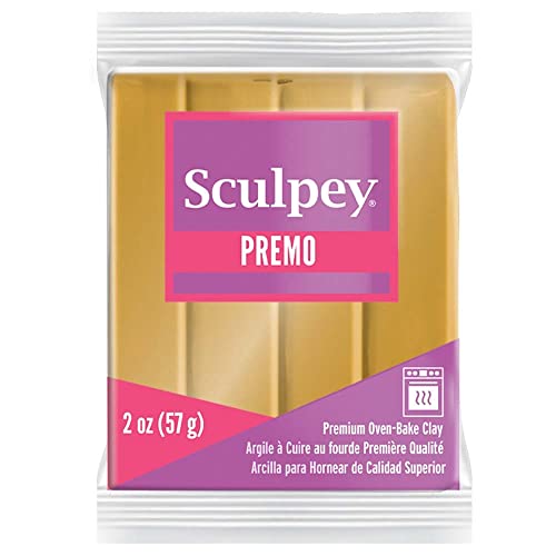 Sculpey Premo Polymer Oven-Bake Clay, 18K Gold, Non Toxic, 2 oz. bar, Great for jewelry making, holiday, DIY, mixed media and home décor projects. Premium clay Great for clayers and artists.