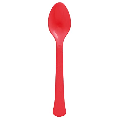 amscan Apple Red Premium Heavy Duty Plastic Spoons, 50 Ct