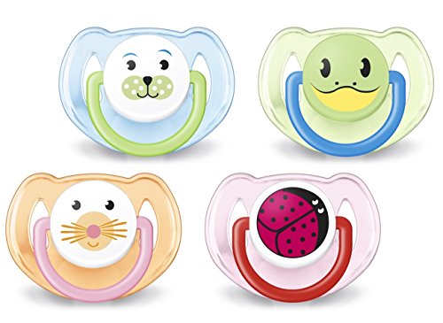 Philips Avent Orthodontic Pacifier, 6-18 Months, Animal Design SCF182/24 (Colors and designs may vary), 2 count