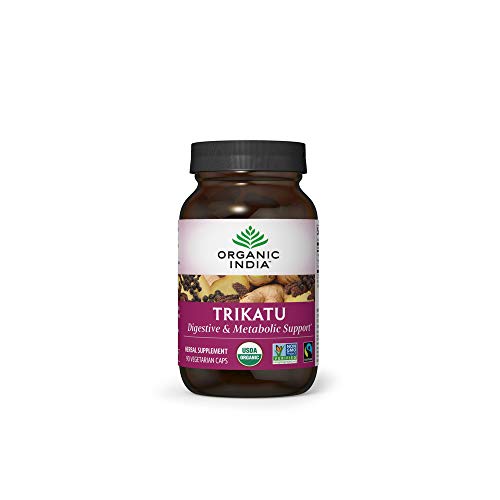 Book Cover Organic India Trikatu Herbal Supplement - Supports Digestion, Metabolism & Nutrient Absorption, Vegan, Gluten-Free, USDA Certified Organic, Supports Healthy GI Function - 90 Capsules