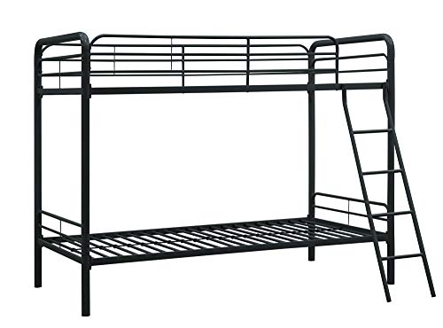 Book Cover DHP Twin-Over-Twin Bunk Bed with Metal Frame and Ladder, Space-Saving Design, Black