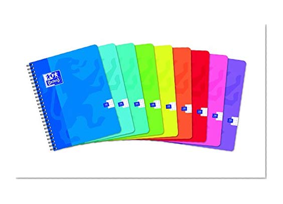 Oxford Lot de 10 Cahiers à Spirales 17x22 cm 100 Pages Petits Carreaux 5x5 Coloris Assortis