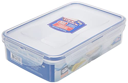 LocknLock Easy Essentials On The Go Meal Prep Lunch Box, Airtight Containers with Lid, BPA Free, Rectangle (3 Section) -27 oz, Clear