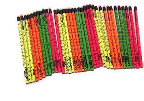 Book Cover Musgrave Pencil, Sign Language Pencils, Number 2HB, Box of 36, Colors Yellow, Orange, Green, Pink