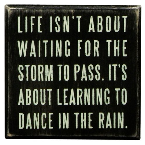 Book Cover Primitives by Kathy Classic Box Sign, 4 x 4-Inches, Dance in The Rain