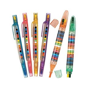 Fun Express Transparent Glitter Stacking Point Crayons (Pack of 12) - Stationery and Crayons Toy