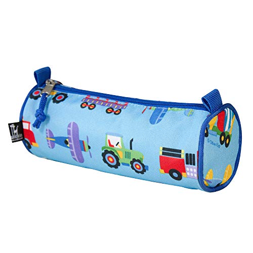 Book Cover Wildkin Kids Zippered Pencil Case for Boys and Girls, Perfect for Packing School Supplies and Travel,600-Denier Polyester Pencil Cases Measures 8x3x3 Inches (Trains Planes & Trucks)