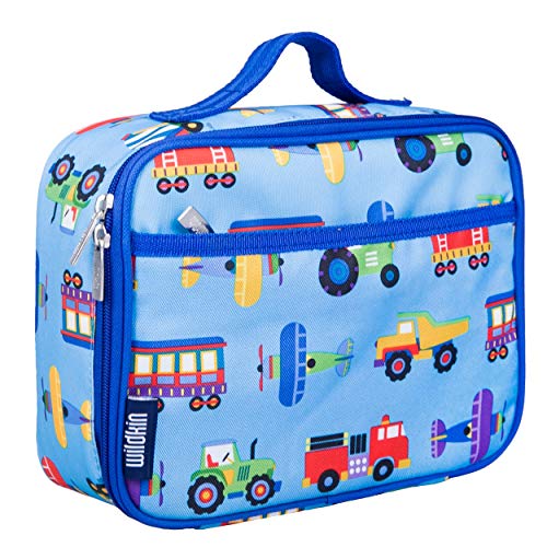 Book Cover Wildkin Kids Insulated Lunch Box Bag for Boys and Girls, Perfect Size for Packing Hot or Cold Snacks for School and Travel, Mom's Choice Award Winner (Trains, Planes & Trucks)