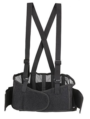 Back Brace Lumbar Support with Adjustable Suspenders, Hook and Loop Fastener, Breathable Back Panel Made with Spandex Material, Removable Straps