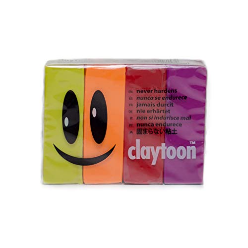 Book Cover Van Aken International – Claytoon – Non-Hardening Modeling Clay – VA18157 – Hot – Yellow, neon Orange, red, Magenta – 1 Pound Set (4-1/4 Pound Bars) – claymation, Gluten-Free, Non-Toxic