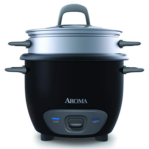 Book Cover Aroma Housewares 6-Cup (Cooked) Pot-Style Rice Cooker and Food Steamer, Black ARC-743-1NGB