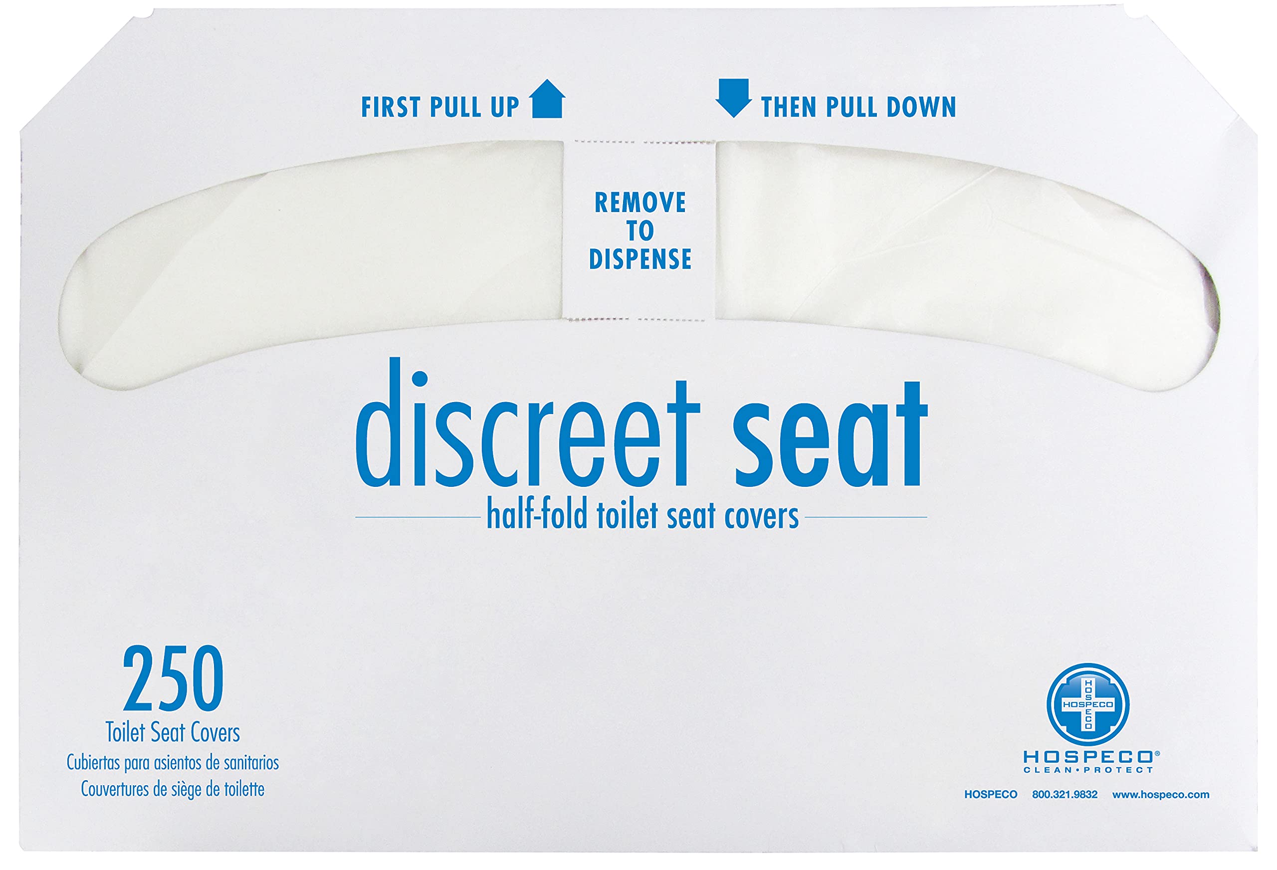 Hospeco Discreet Seat Half-Fold Toilet Seat Covers (20 Packs of 250) - DS-5000,White 1-(20 Packs of 250)