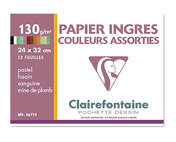 ClaireFontaine -   96775C - Pochette Dessin INGRES 12 Feuilles 24x32cm 130g Coloris Assortis.