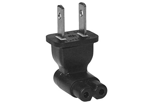 SF Cable, 2 Prong Right Angle Plug Adapter, USA IEC 60320-C7 Receptacle to NEMA 1-15P
