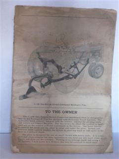 C 198 one bottom direct connected moldboard plow owners manual by Farmall