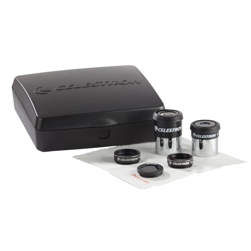 Celestron - PowerSeeker Telescope Accessory Kit - Includes 2x 1.25" Kellner Eyepieces, 3 Colored Telescope Filters, and Cleaning Cloth - Telescope Eyepiece Kit for Beginners