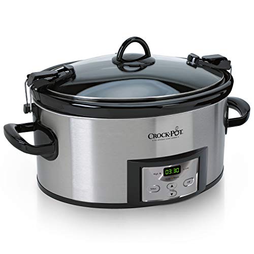 Book Cover Crock-Pot 6 Quart Cook & Carry Programmable Slow Cooker with Digital Timer, Stainless Steel (SCCPVL610-S-A)