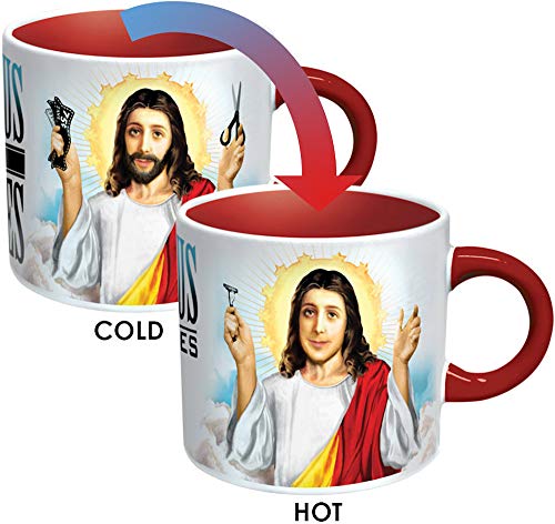 Jesus Shaves Disappearing Coffee Mug - Add Hot Water and Jesus' Beard Disappears - Comes in a Fun Gift Box - by The Unemployed Philosophers Guild
