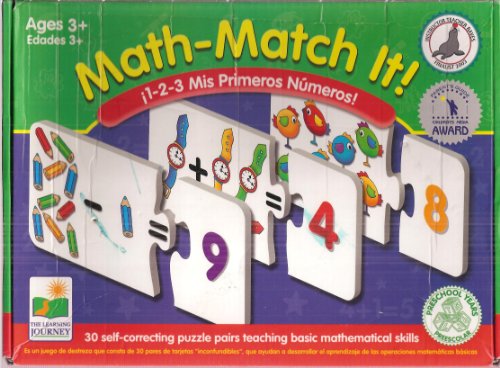 Math-Match-It: 1-2-3 Mis Primeros Numeros / My First Numbers - 30 Self-correcting Puzzle Pairs Teaching Basic Mathematical Skills / 30 Pares de Tarjetas Inconfundibles Que Ayudan a Desarrollar el Aprendizaje de las Operaciones Matematicas Basicas