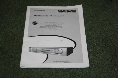 Magnavox MDV410/MDV430 DVD Player Owner's Manual