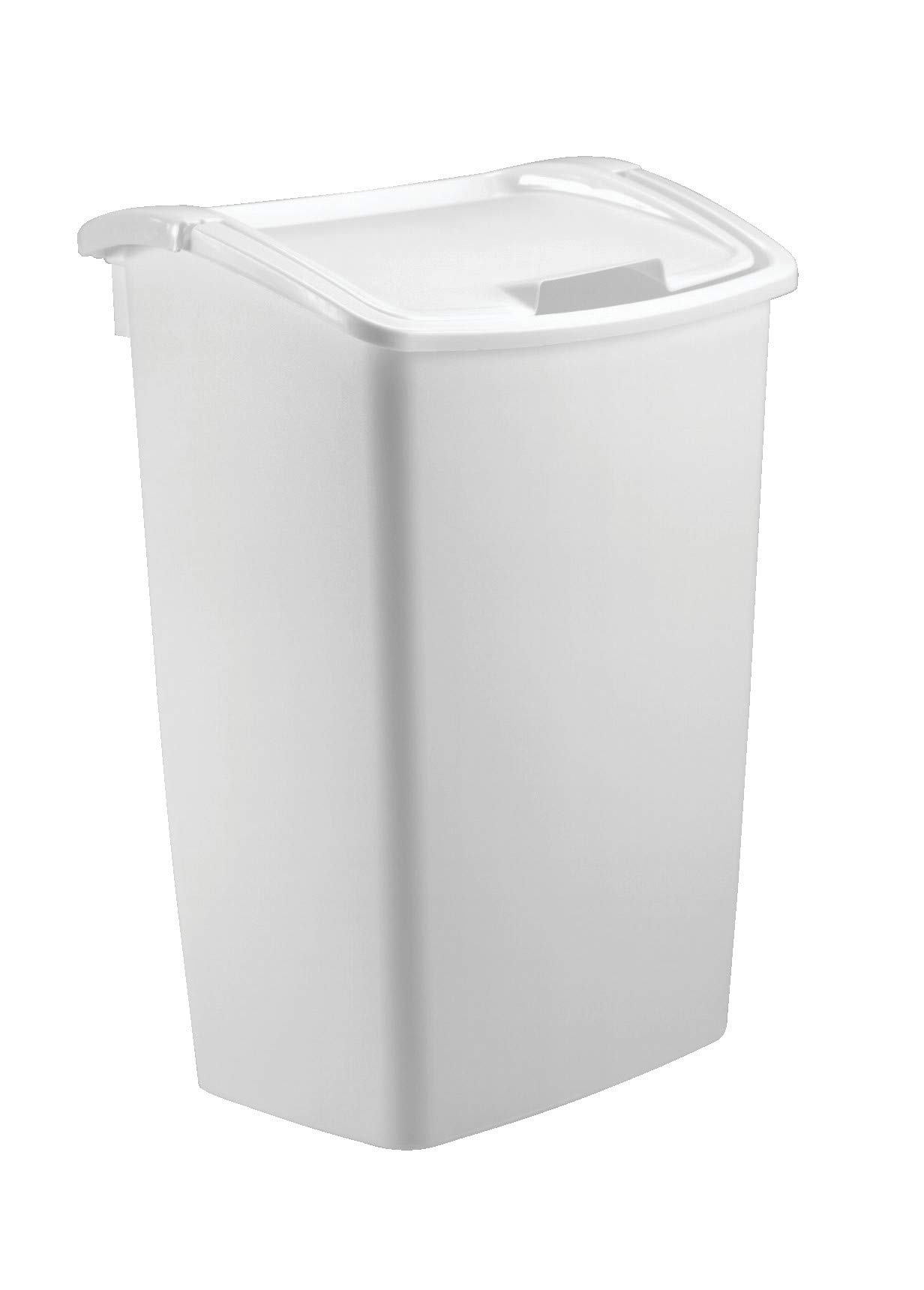 Book Cover Rubbermaid, 11.25 Gallon, White Dual-Action Swing Lid Trash Can for Home, Kitchen, and Bathroom Garbage