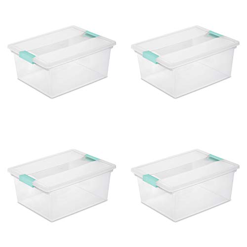 Sterilite Deep Clear Plastic Stackable Storage Container Bin Box Tote with Clear Latching Lid Organizing Solution for Home & Classroom, 4 Pack