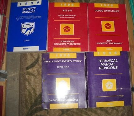 1996 Dodge Viper GTS Coupe Service Shop Manual SET OEM (service manual, bodys/powertrain diagnostics procedures service manuals, and the technical manual revisions.)