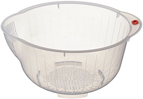 Book Cover Inomata Japanese Rice Washing Bowl with Side and Bottom Drainers, Clear