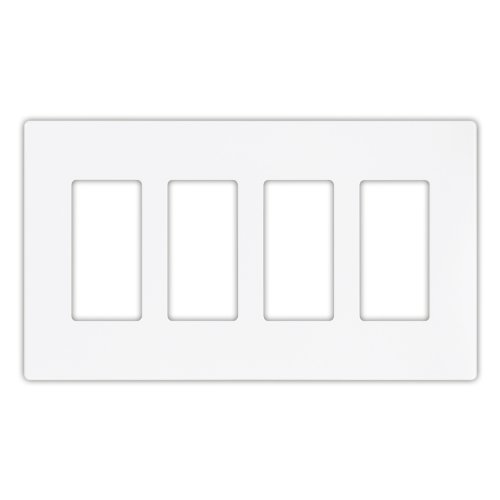 EATON Wiring PJS264W Decorator Screwless Wallplate, 4-Gang, White
