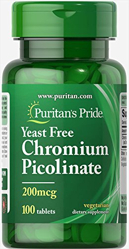 Puritans Pride Chromium Picolinate 200 mcg Yeast Free Tablets, 100 Count