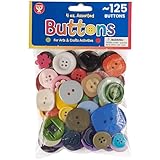 125 (Approx) Assorted Buttons for Crafts - Bulk Button 4-Ounce Bag - Small & Large Buttons for Sewing, Shirts, Clothes, Sorting - Mixed Colorful Decorative Craft Button in Bulk
