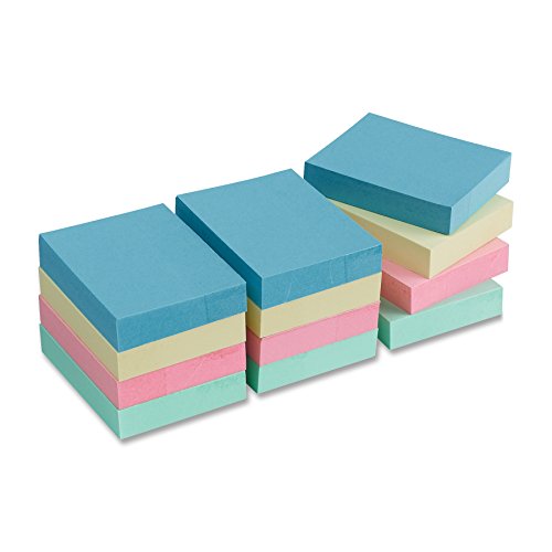 Book Cover Business Source Premium Adhesive Notes 1.875 x 1.375 (1 78 X 1 38) Inches, Pack of 12 Pads of 100 - Pastel (16500)