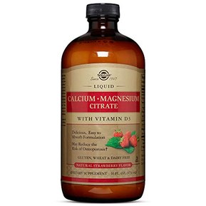 Solgar Liquid Calcium Magnesium Citrate with Vitamin D3, Natural Strawberry, 16 Ounce