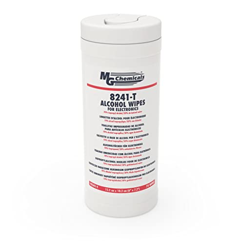 MG Chemicals Alcohol Wipes (70% IPA), 7" x 6" (Tub of 75)