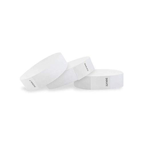 WristCo White Tyvek Wristbands for Events - 500 Count ¾” x 10” - Waterproof Recyclable Comfortable Tear Resistant Paper Bracelets Wrist Bands for Concerts Festivals Admission Party Tours