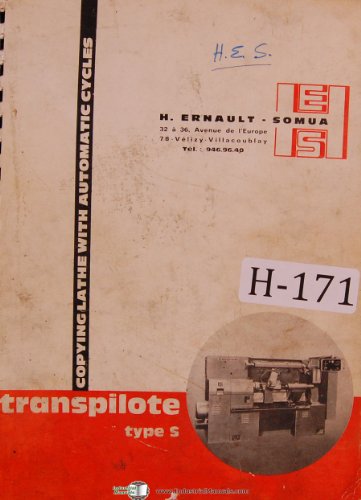 Ernault Somua Type S, Transpilote Setting Tracer Lathe, Operations and Maintenance Manual