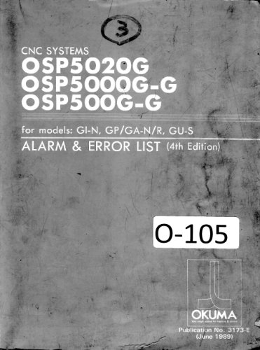 Okuma CNC Alarm Error List OSP5020G Plus GI-N GPGA-NR GU-S Control Manual