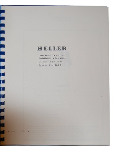 Heller SSH 800A, SSH 500 Saw Installation & Operation Manual