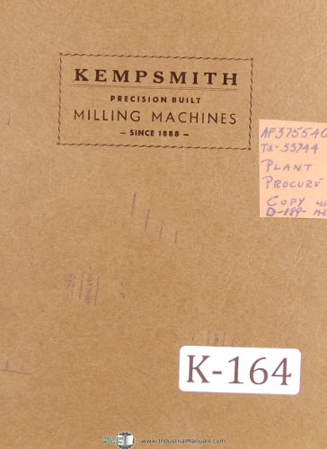 Kempsmith Type G (All-Geared) Milling Machine Operation Maintenance Manual 1943