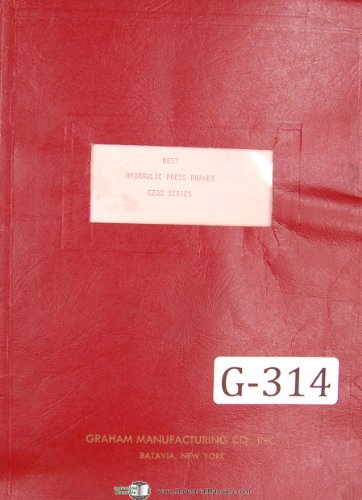 Graham Operators C-200 Install Maintenance Parts Hydraulic Press Brake Manual