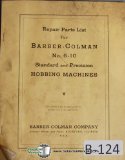 Barber-Colman No. 6-10 Gear Hobbing Parts List Manual