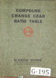 Gleason Compound Change Gear Ratio Table Manual Year (1950)
