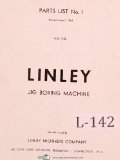 Linley No. 1 Jig Boring machine Parts Lists Manual Year (1963)