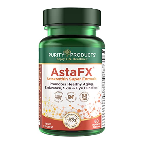 Book Cover Purity Products AstaFX Astaxanthin Antioxidant Super Formula from Clinically Tested 4 mg AstaREAL with Full Spectrum Tocotrienols (Vitamin E) + BioPerine Black Pepper + Piperine - 60 Vegetarian Caps