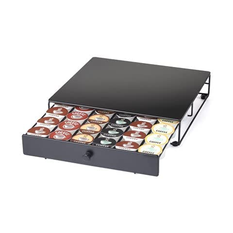 Book Cover Nifty Coffee Pod Drawer – Compatible with K-Cups, 36 Pod Pack Holder, Non-Rolling, Compact Under Coffee Pot Storage Sliding Drawer, Home Kitchen Counter Organizer, Black Black 36 Pod Capacity - Stationary
